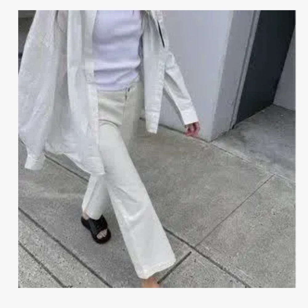Oak + Fort Wide Leg Crop Twill Jeans in White